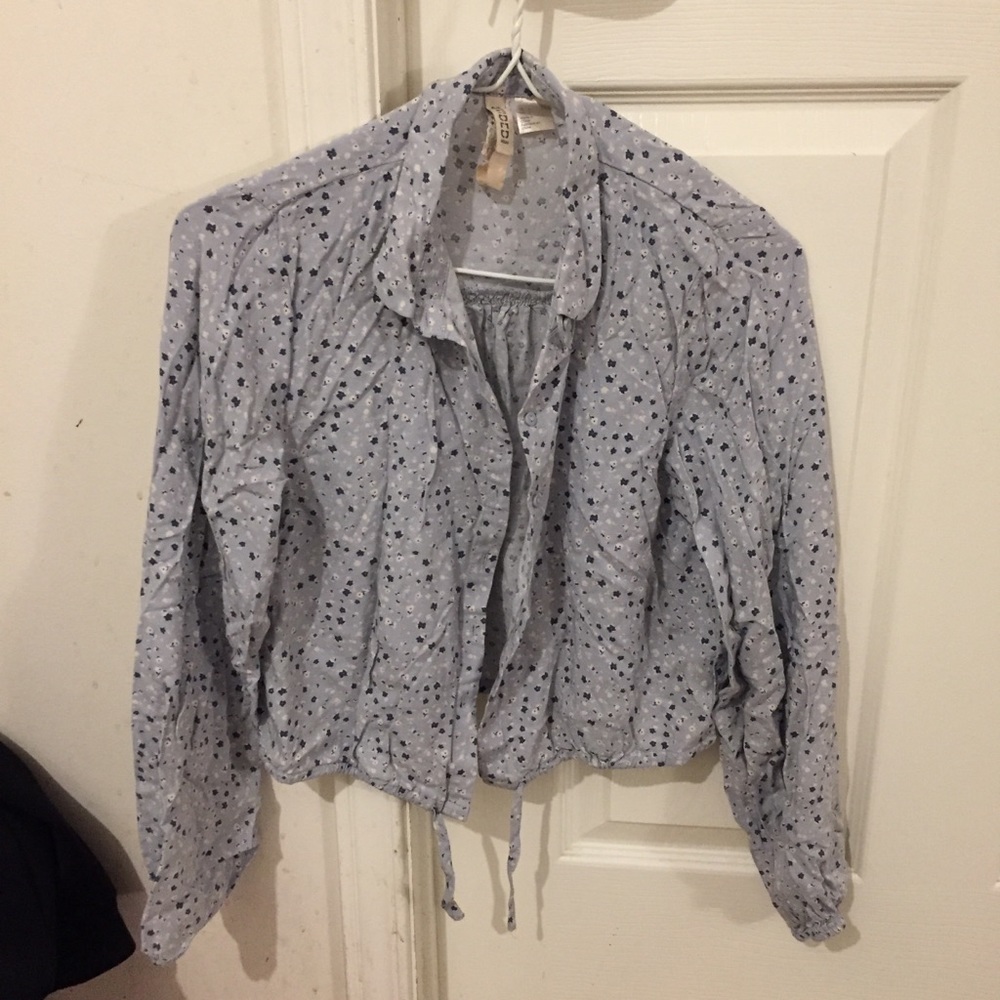 H&M blue floral patterned blouse USA size 2